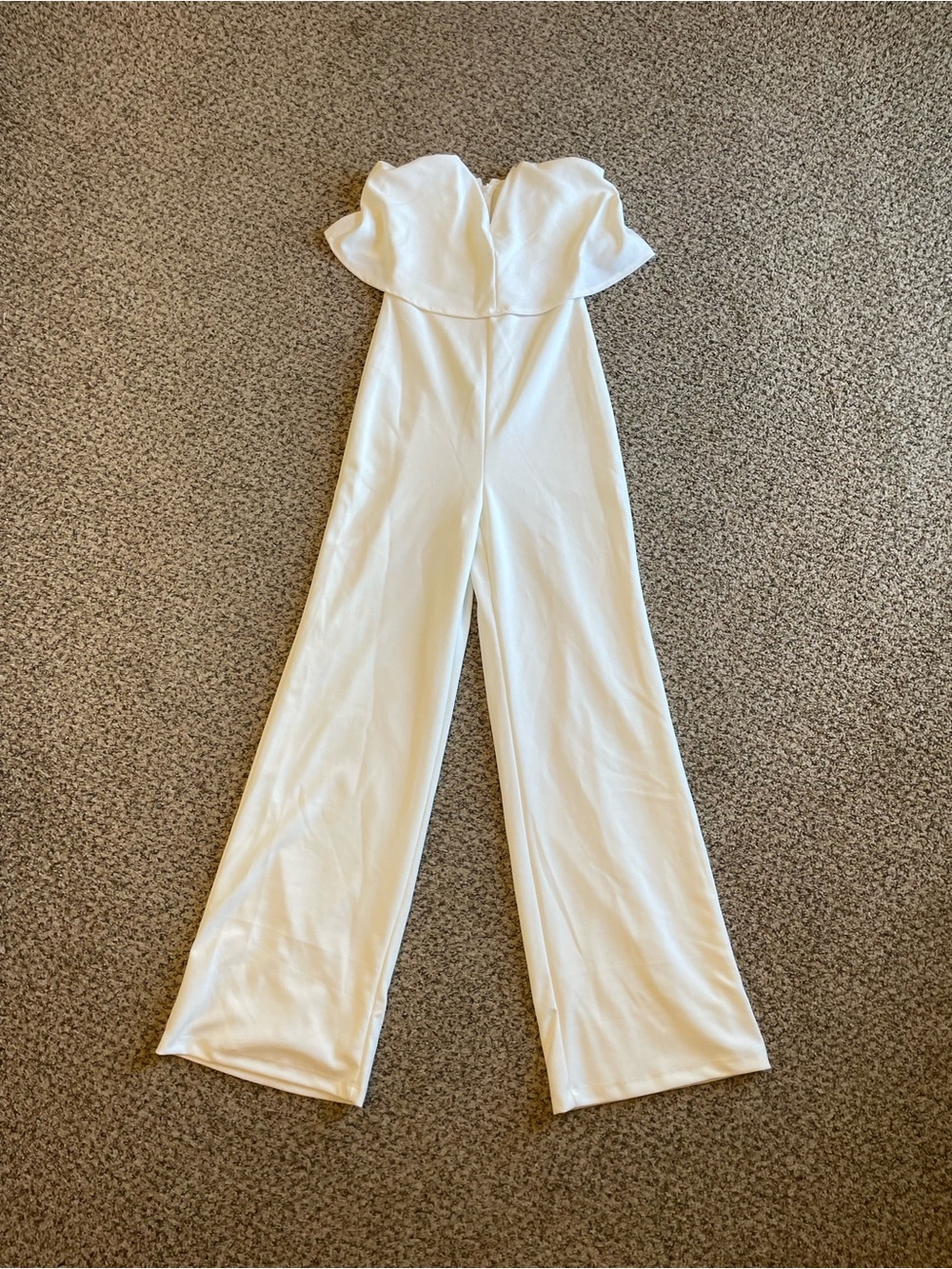 Lulu's Elegant White Strapless Wide-Leg Jumpsuit